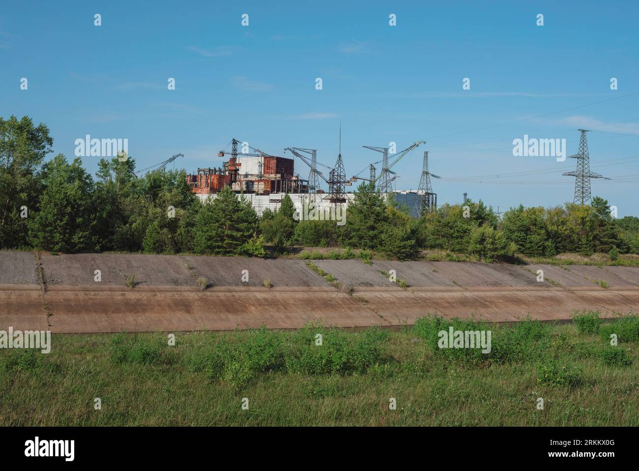 Réacteurs nucléaires inachevés 5 et 6 - zone d'exclusion de Tchernobyl, Ukraine Banque D'Images
