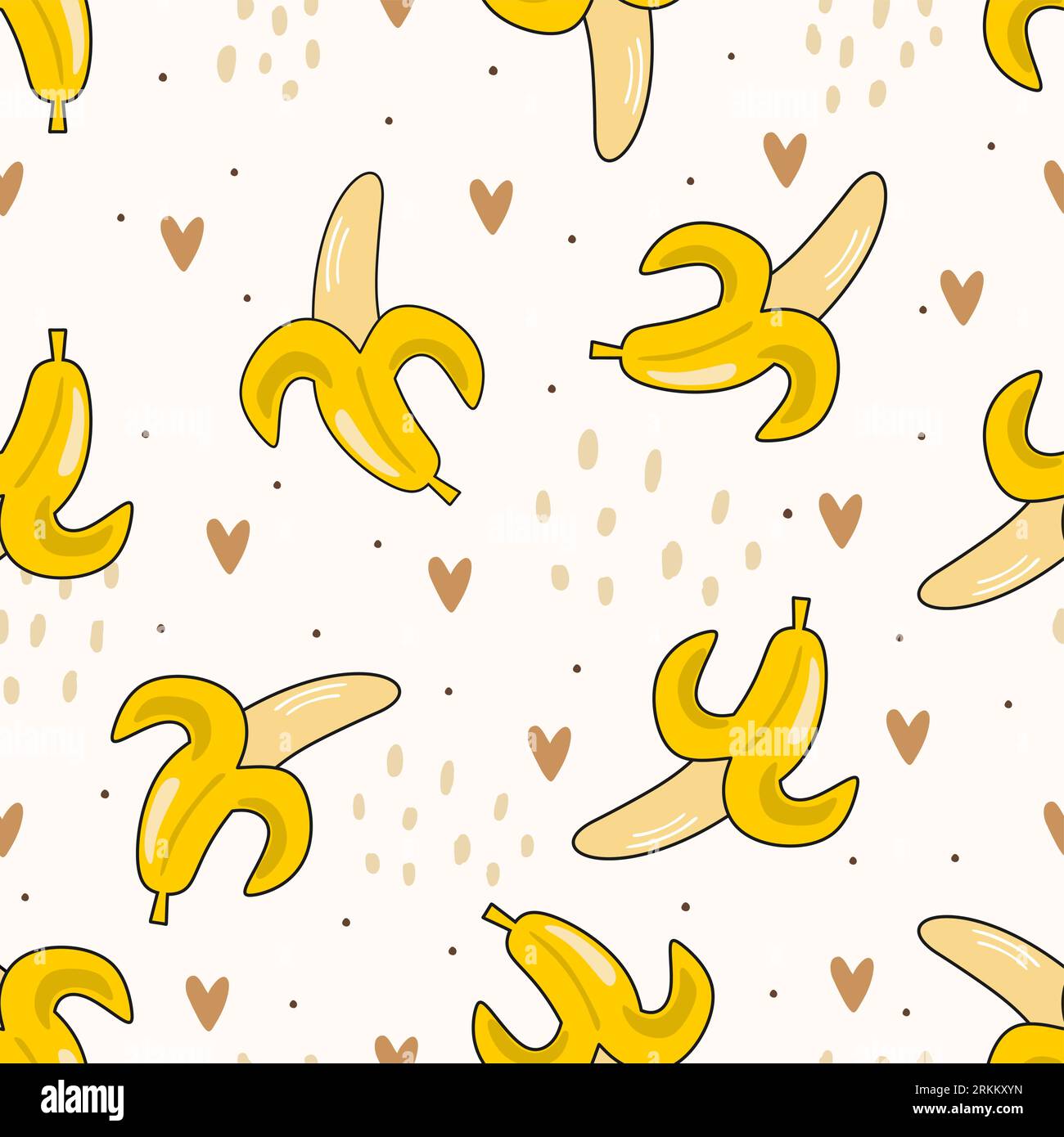 Mignon jaune banane mignon motif sans couture Illustration de Vecteur