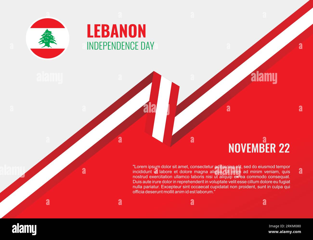 Bannière ou affiche de fond du jour de l'indépendance du Liban pour la célébration nationale. Illustration de Vecteur