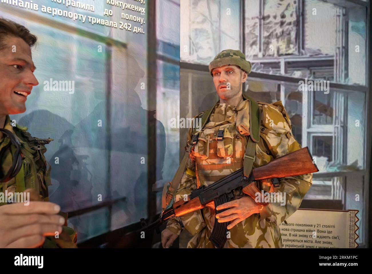 Bataille de l'aéroport de Donetsk lors de la fabrication du Musée de la nation ukrainienne - Kiev, Ukraine Banque D'Images