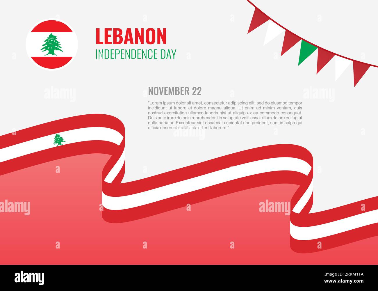 Bannière ou affiche de fond du jour de l'indépendance du Liban pour la célébration nationale. Illustration de Vecteur