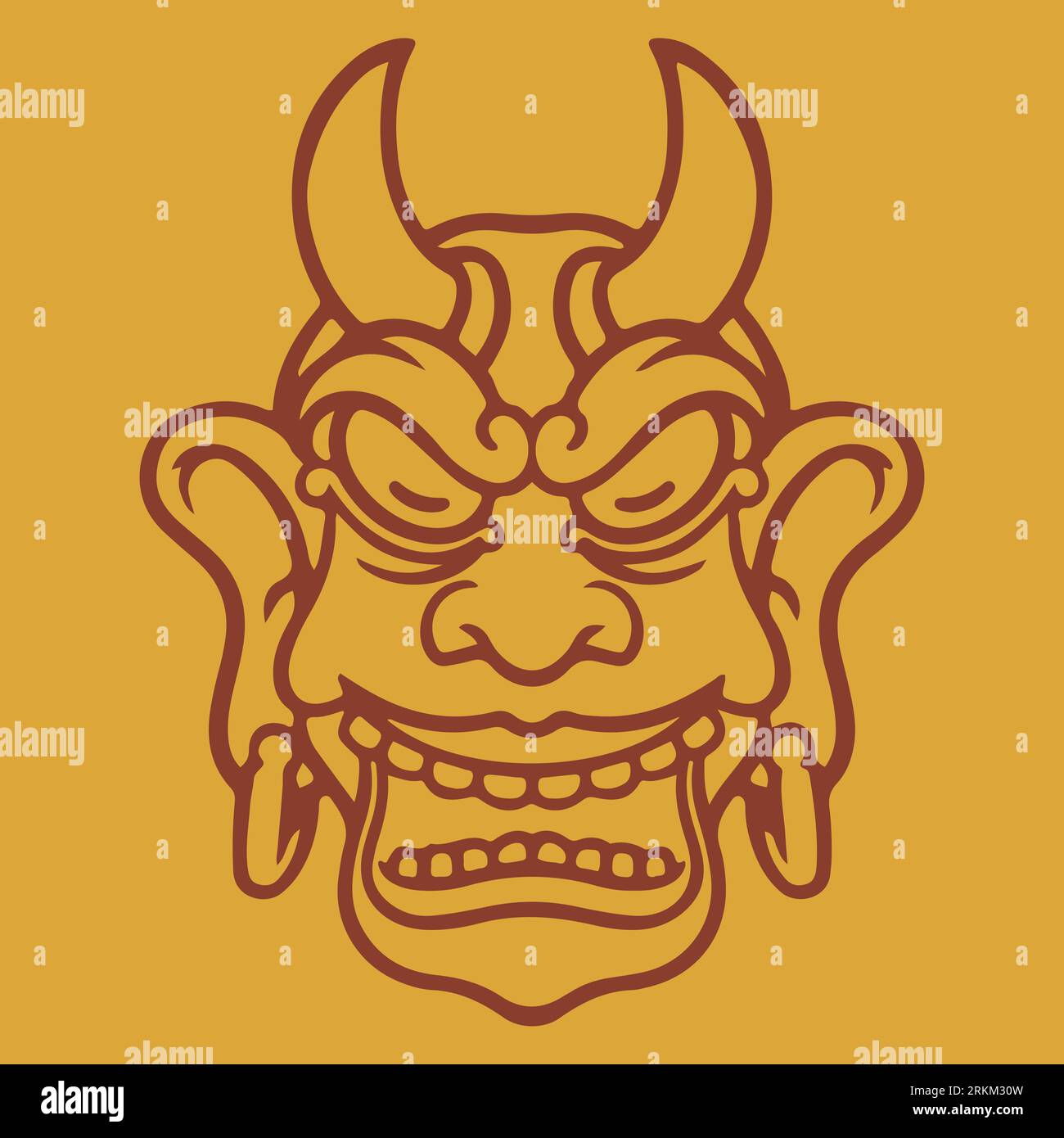 Illustration vectorielle de dessin animé de masque africain tribal sur fond jaune. Un masque traditionnel. Dessin animé aztèque maya guerrier ethnique traditionnel Illustration de Vecteur