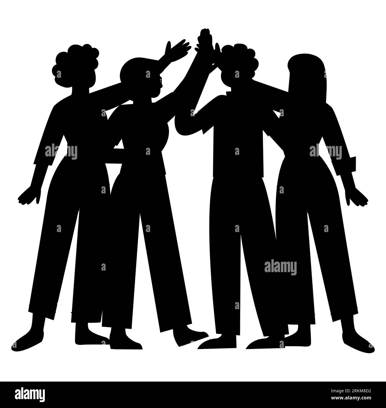 Silhouette noire de collègues de bureau faisant un high-five après le succès dans un projet de bureau, vecteur eps isolé Illustration de Vecteur