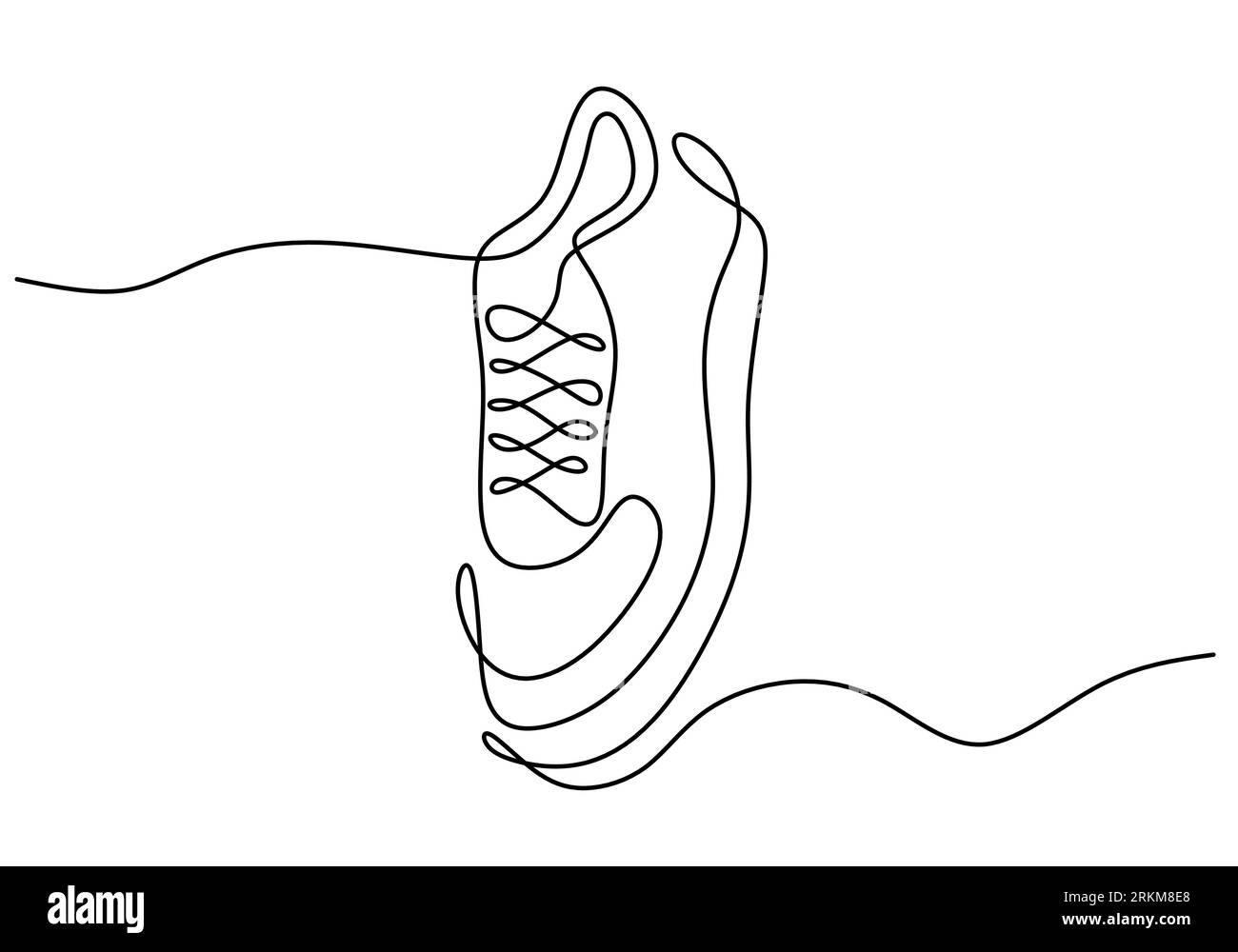 Continue une ligne d'une sneaker pour adolescent isolé sur fond blanc. Illustration de Vecteur