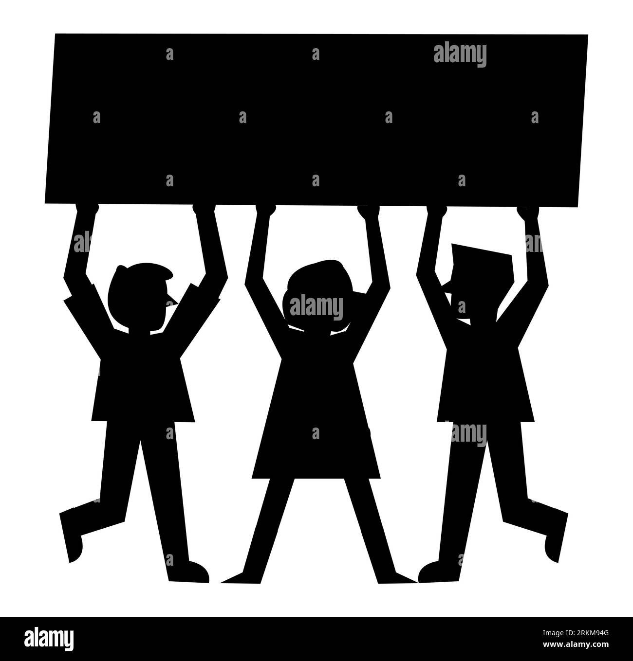 Silhouette noire du rassemblement pour la démocratie : silhouette des manifestants, illustration vectorielle isolée sur fond blanc, personnages de dessins animés Illustration de Vecteur
