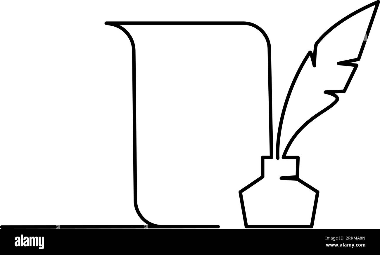 Document de testament et dernier testament sur l'icône de contour de défilement. Testament holographique, testament auto-prouvé ou notarié sur rouleau. Dessin continu d'une ligne. V Illustration de Vecteur