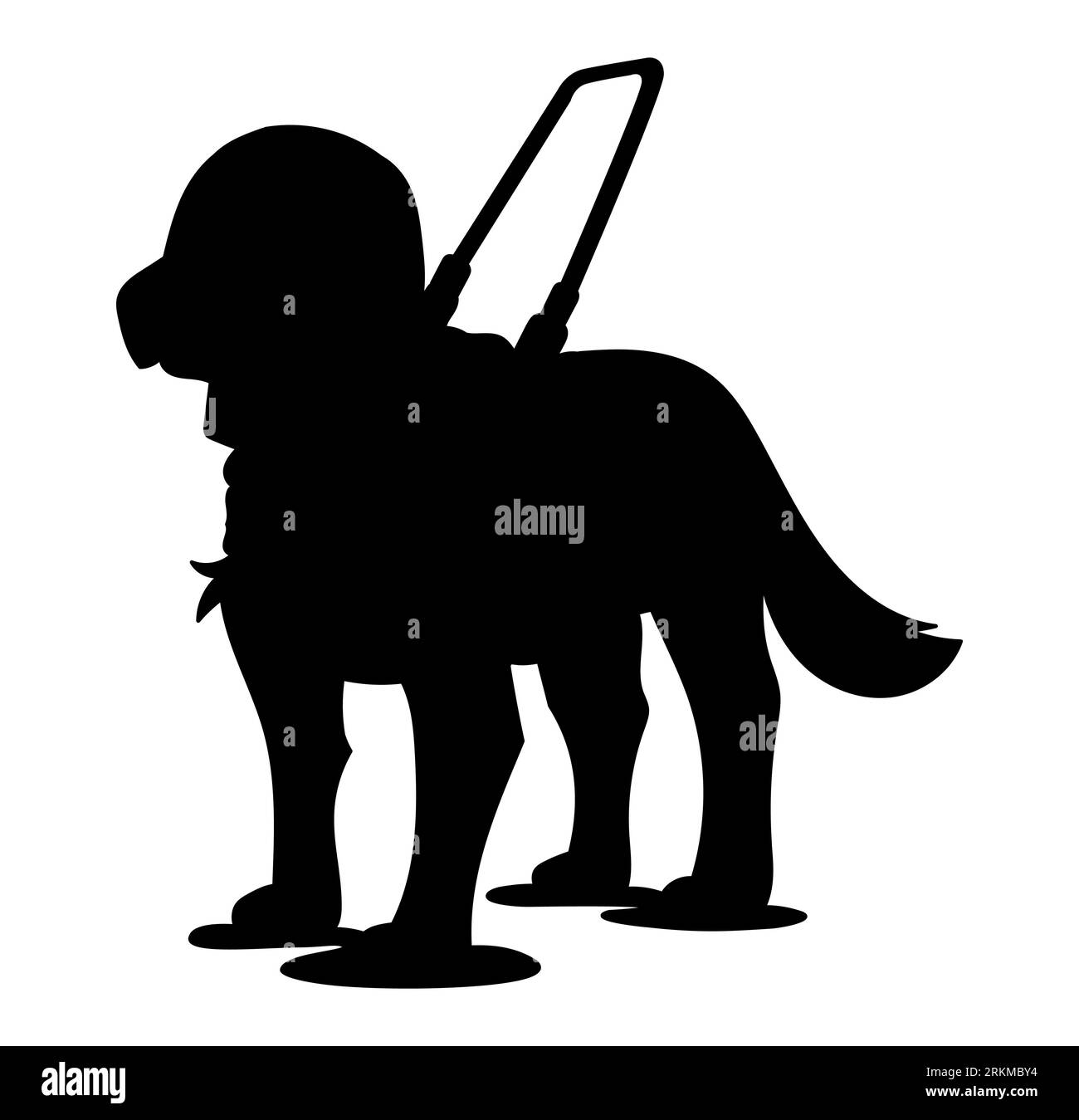 Silhouette noire d'un chien avec une icône de laisse, vecteur isolé sur un fond blanc Illustration de Vecteur