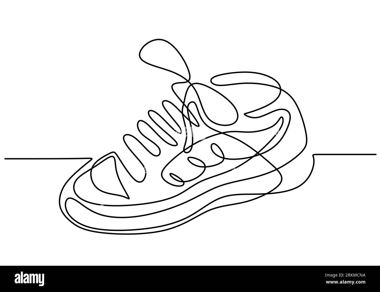 Continue une ligne d'une sneaker isolée sur fond blanc. Illustration de Vecteur