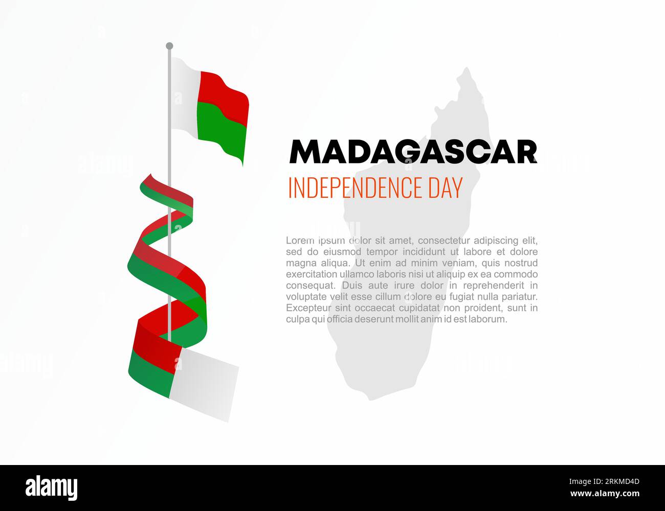 Affiche de fond de la journée de l'indépendance de Madagascar pour la célébration nationale le 26 juin. Illustration de Vecteur