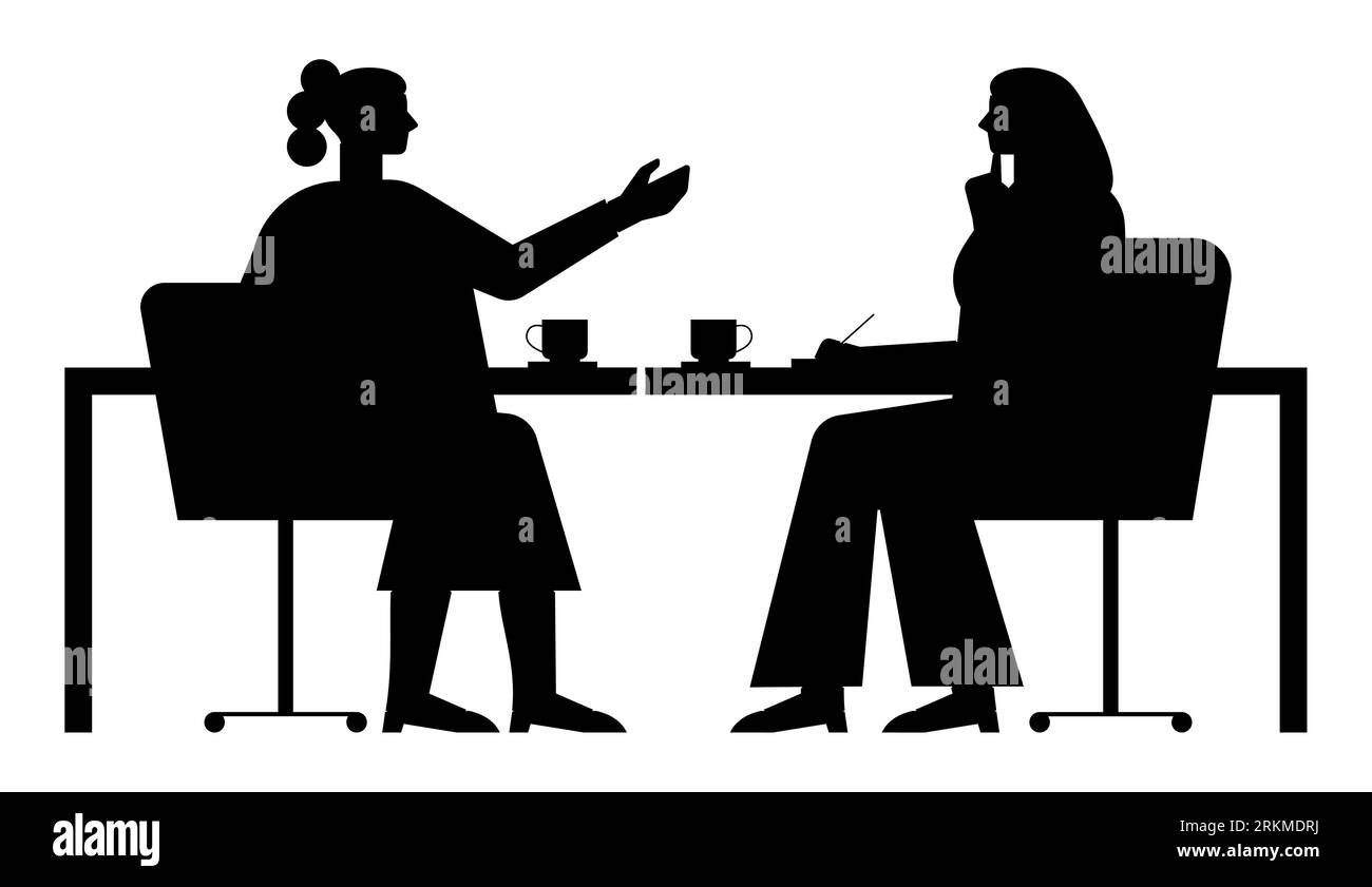 Silhouette noire d'une réunion d'affaires, femmes d'affaires faisant une réunion, femmes indépendantes, autonomisation des femmes, vecteur isolé Illustration de Vecteur