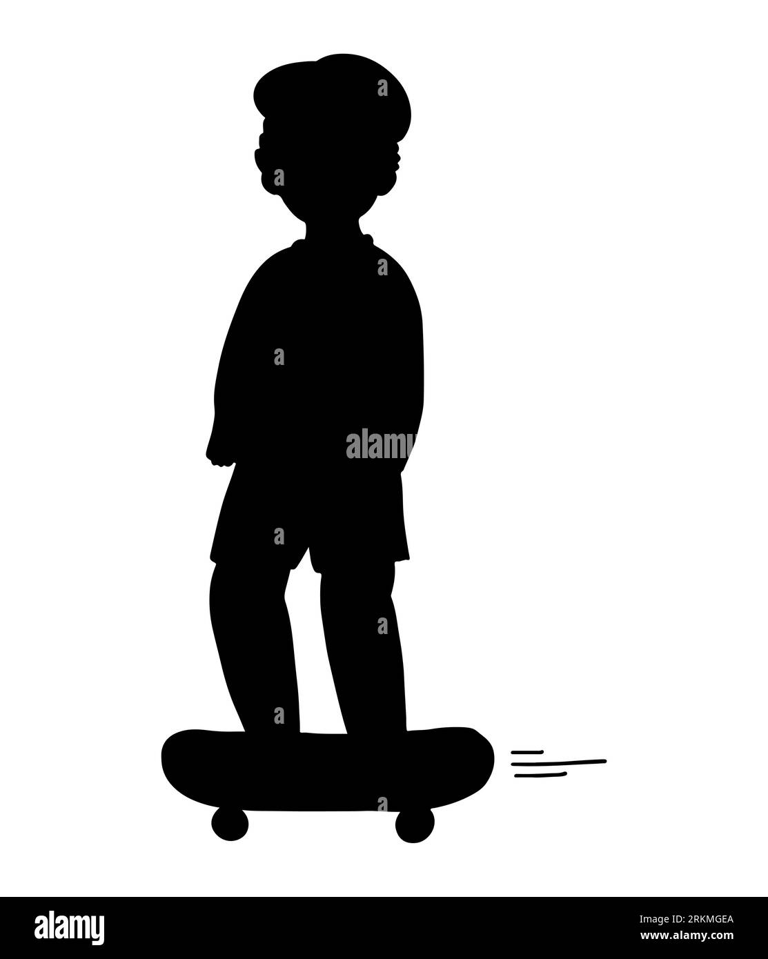 Silhouette noire d'un garçon de skateboard, un enfant skateboarder, vecteur isolé sur un fond blanc Illustration de Vecteur