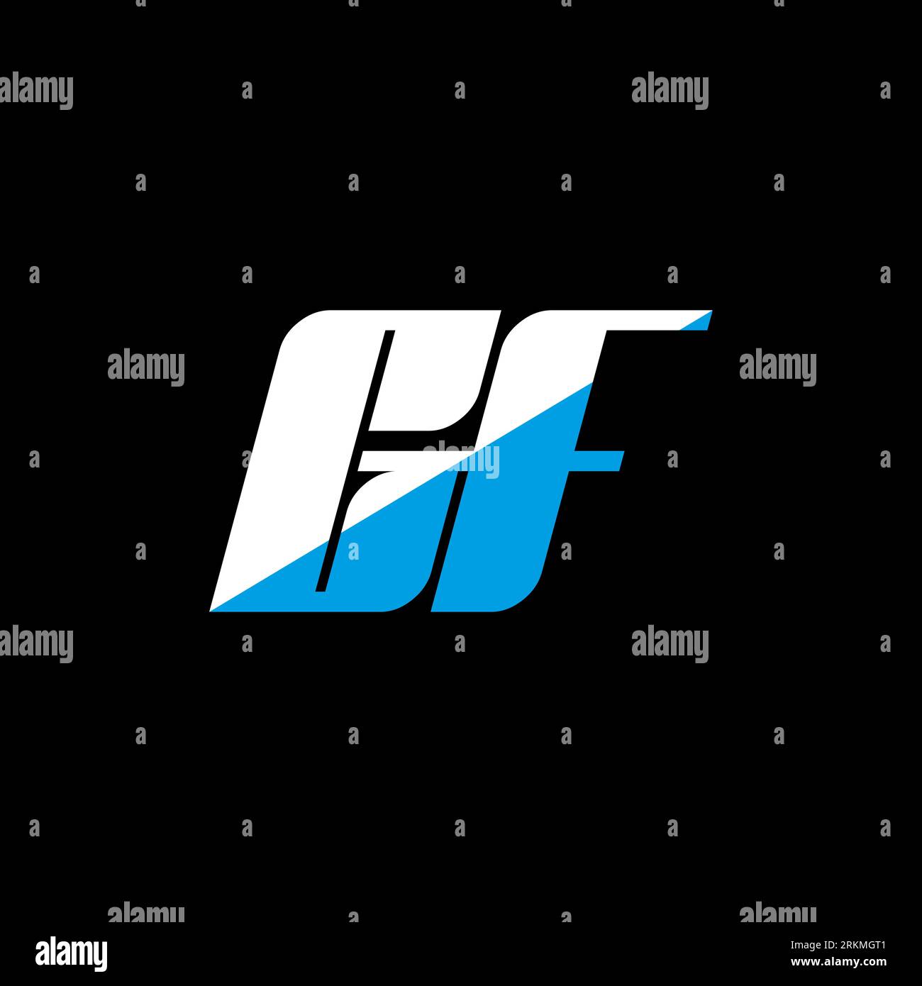 Design de logo de lettre GF sur fond noir. Concept de logo de lettre d'initiales créatives GF. design gf icon. GF design d'icône de lettre blanche et bleue sur bac noir Illustration de Vecteur
