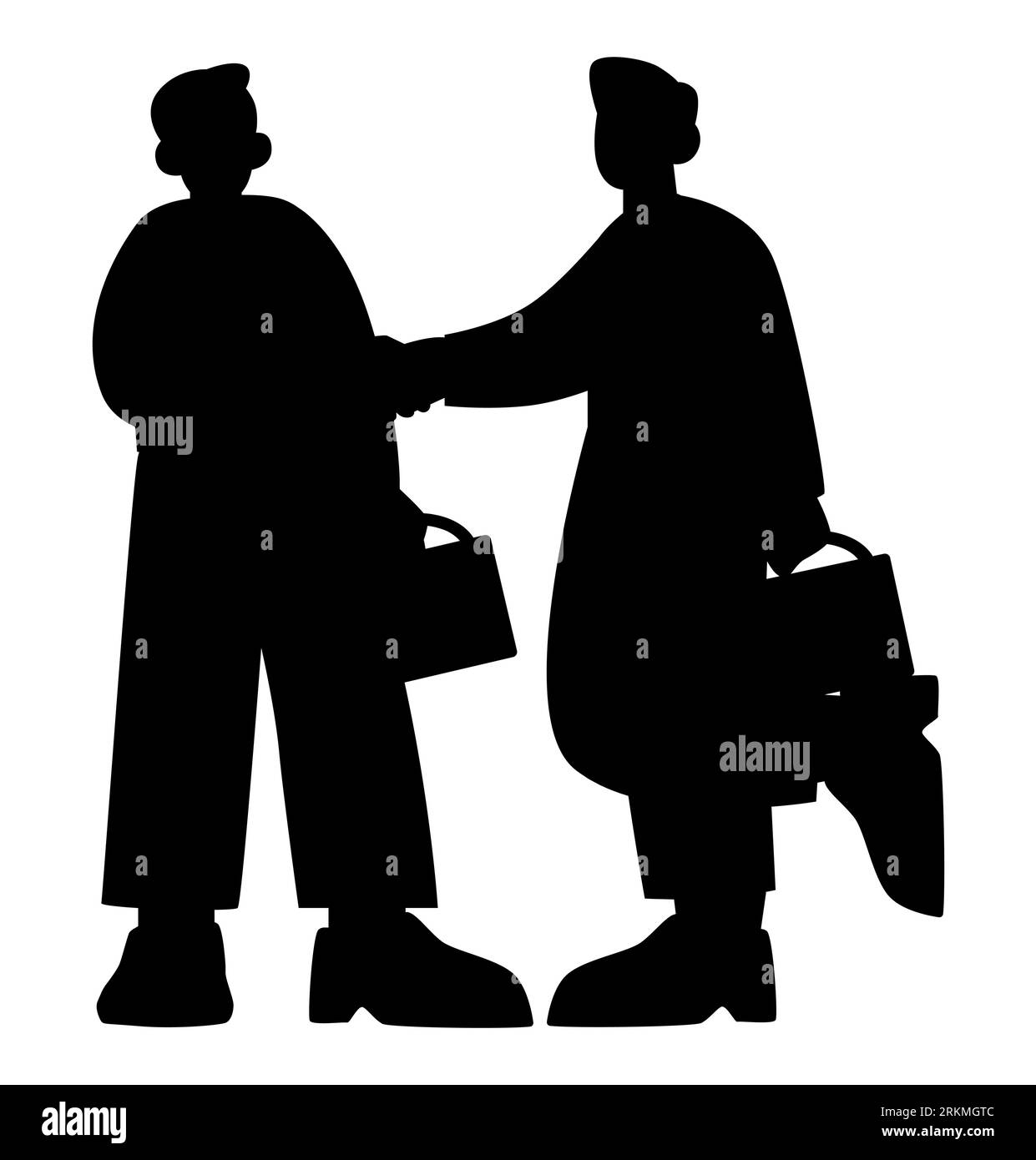 Silhouette noire de deux collègues masculins parlant entre eux dans le bureau, les employés de bureau bavardant entre eux, vecteur isolé sur blanc Illustration de Vecteur