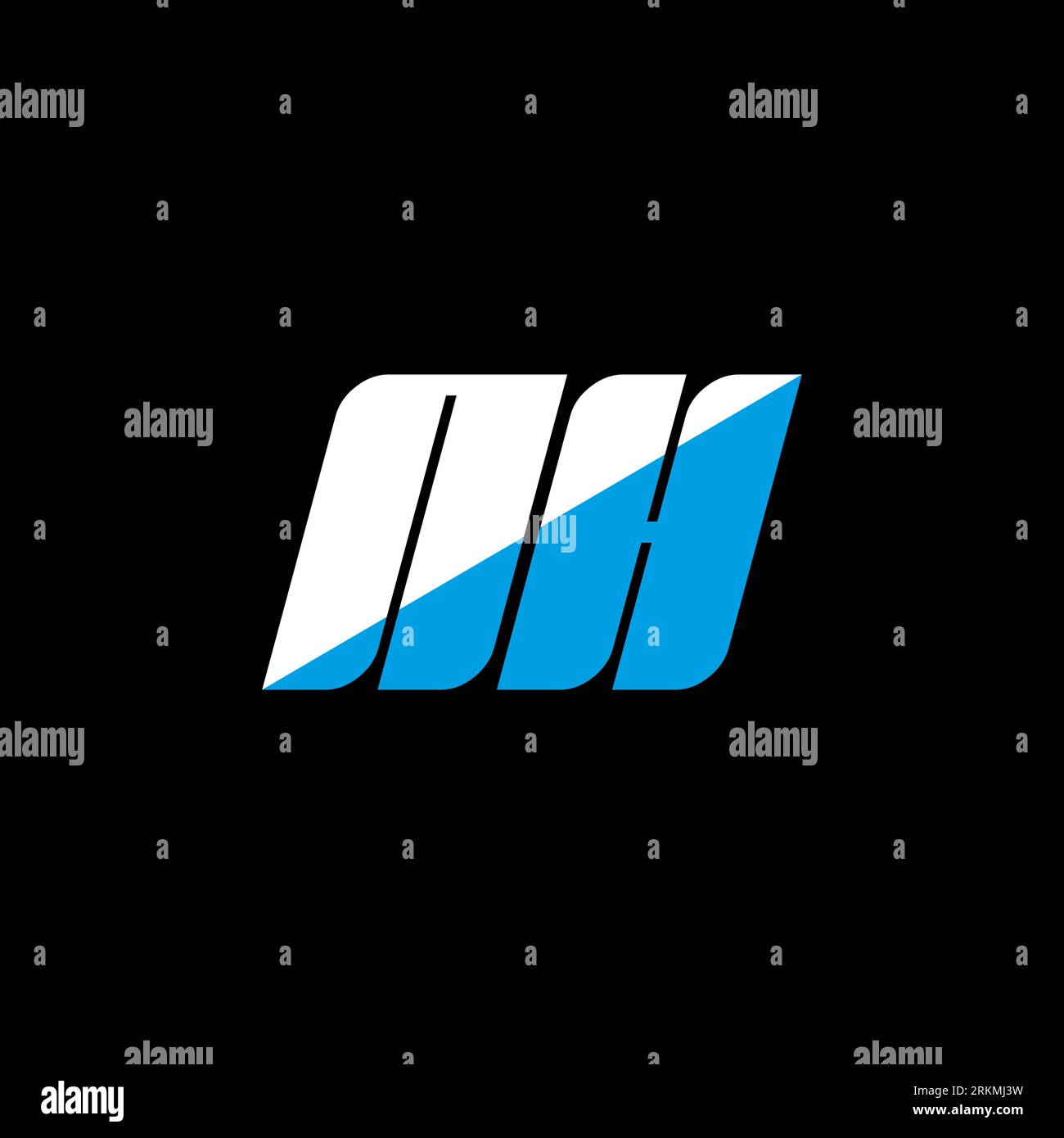 Design de logo de lettre NH sur fond noir. Concept de logo de lettre d'initiales créatives NH. Design NH Icon. NH design d'icône de lettre blanche et bleue sur bac noir Illustration de Vecteur