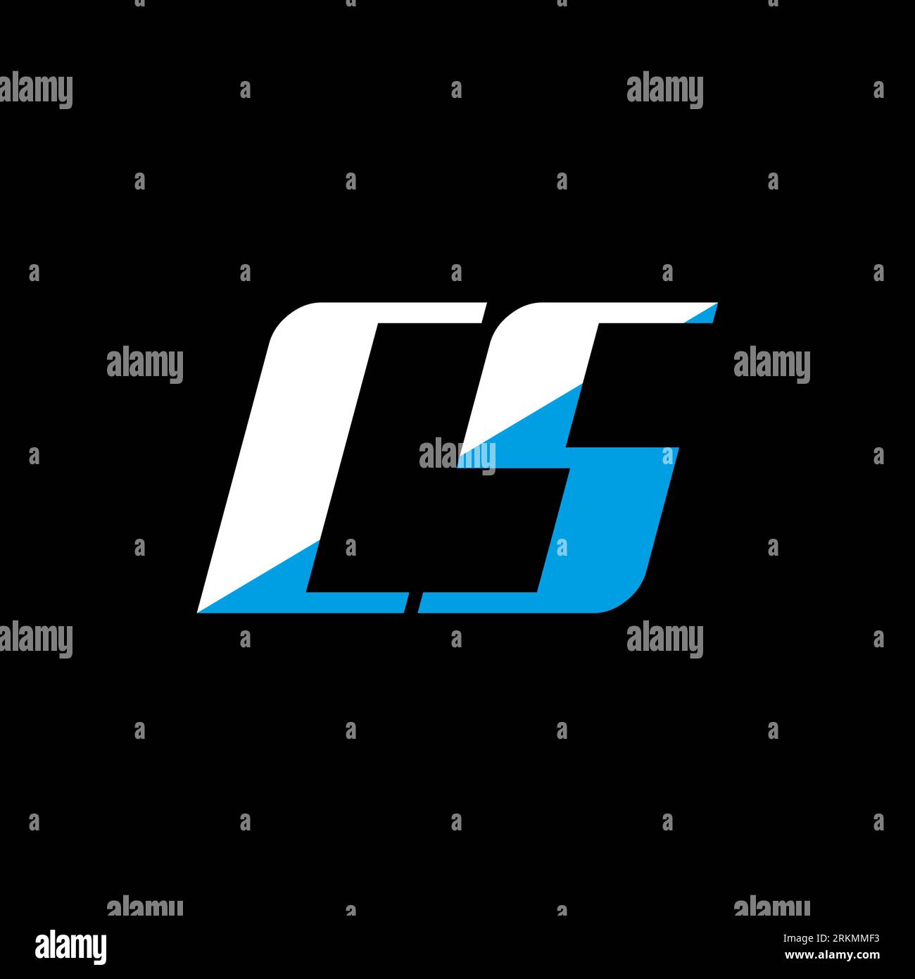 Conception de logo de lettre CS sur fond noir. Concept de logo de lettre d'initiales créatives CS. design cs icon. Design d'icône de lettre blanche et bleue CS sur bac noir Illustration de Vecteur