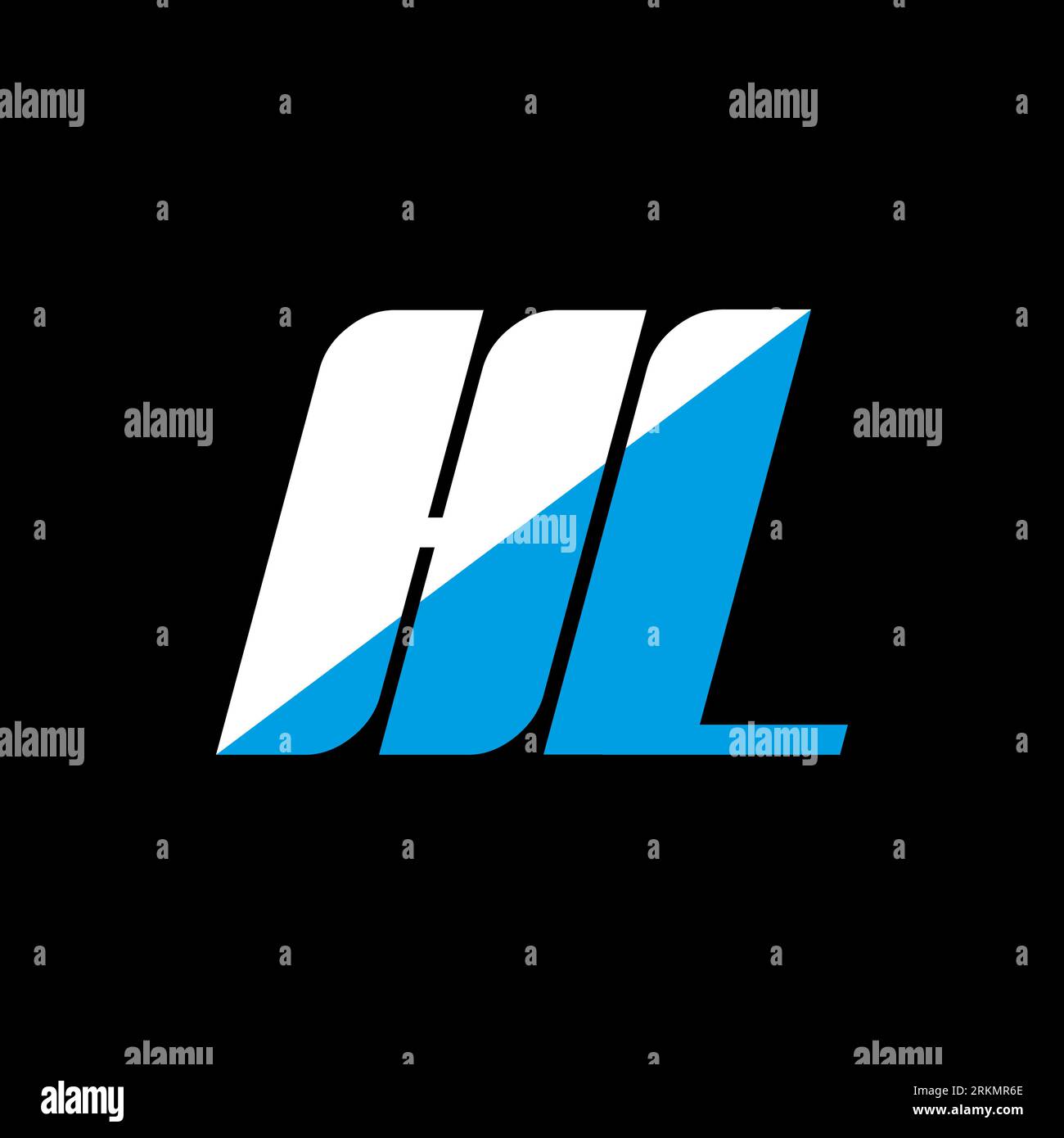 Conception de logo de lettre HL sur fond noir. Concept de logo de lettre d'initiales créatives HL. design hl icon. HL design d'icône de lettre blanche et bleue sur bac noir Illustration de Vecteur