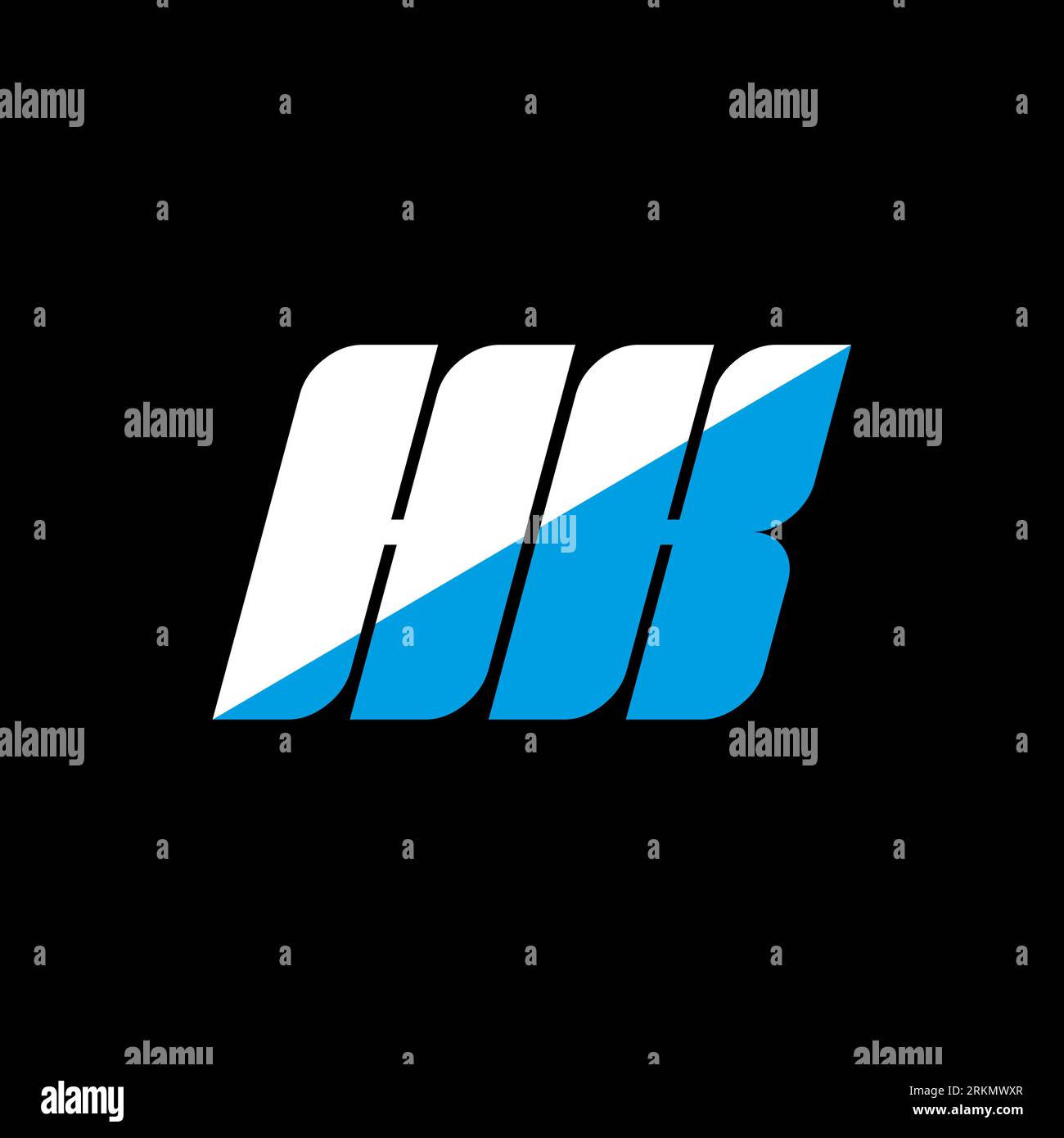 Conception de logo de lettre HK sur fond noir. Concept de logo de lettre d'initiales créatives de HK. motif icône hk. HK design d'icône de lettre blanche et bleue sur bac noir Illustration de Vecteur