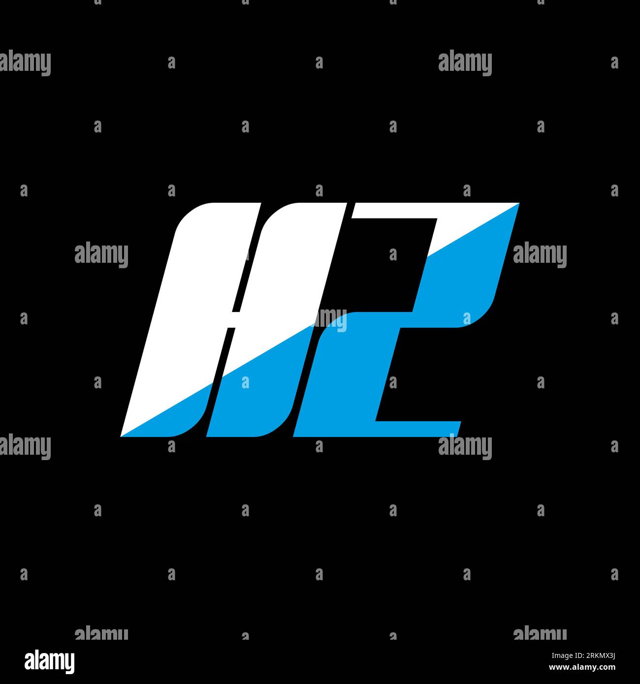 Conception de logo de lettre HZ sur fond noir. Concept de logo de lettre d'initiales créatives HZ. conception d'icône hz. HZ design d'icône de lettre blanche et bleue sur bac noir Illustration de Vecteur