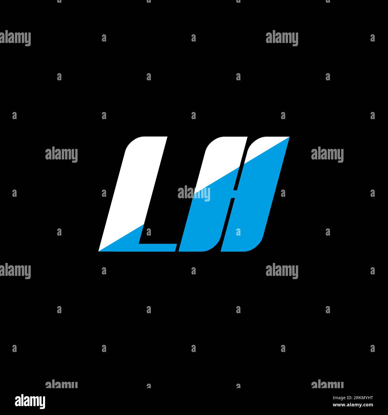 Conception de logo de lettre LH sur fond noir. Concept de logo de lettre d'initiales créatives LH. Icône gauche. Design d'icône de lettre blanche et bleue gauche sur bac noir Illustration de Vecteur