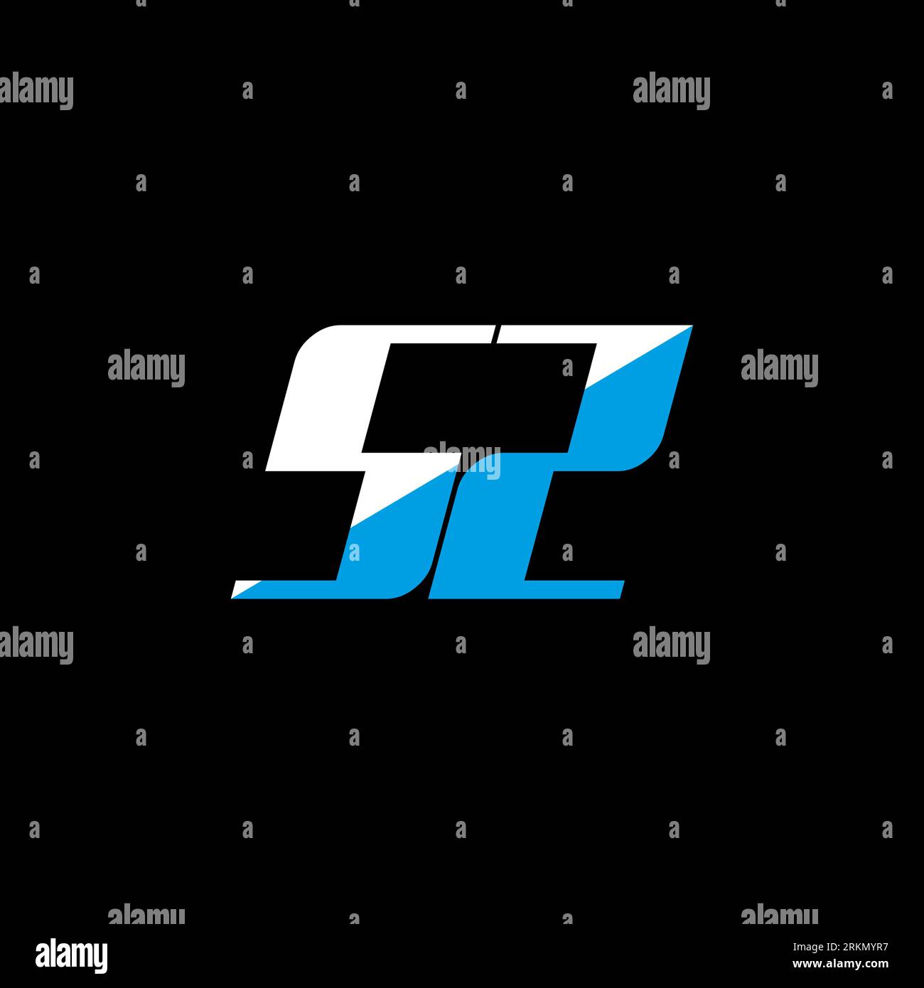 Conception de logo de lettre SZ sur fond noir. Concept de logo de lettre d'initiales créatives SZ. Motif icône SZ. Design d'icône de lettre blanche et bleue SZ sur bac noir Illustration de Vecteur