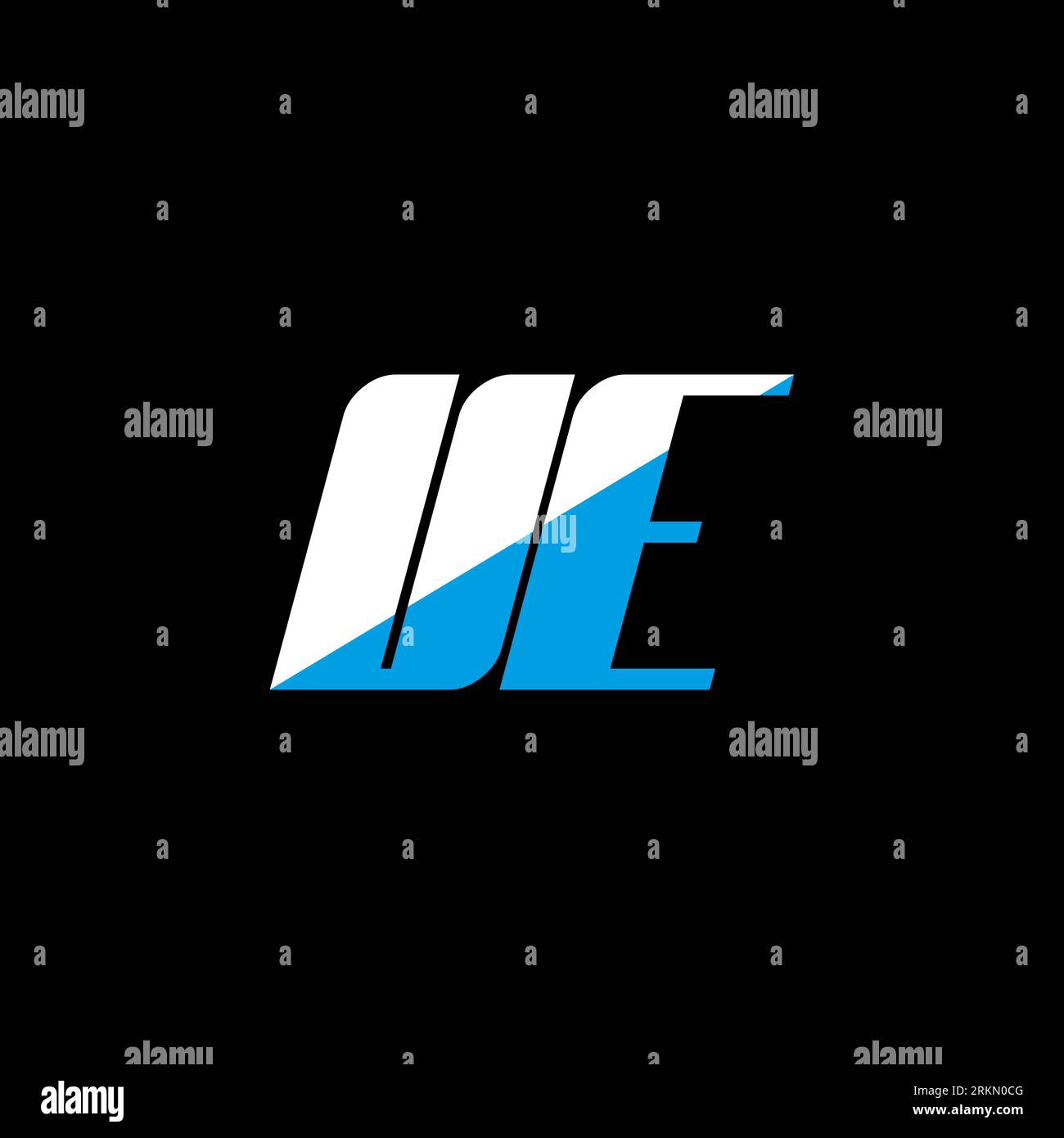 Conception de logo de lettre UE sur fond noir. Concept de logo de lettre d'initiales créatives UE. Design d'icône UE. Design UE lettre blanche et bleue icône sur bac noir Illustration de Vecteur