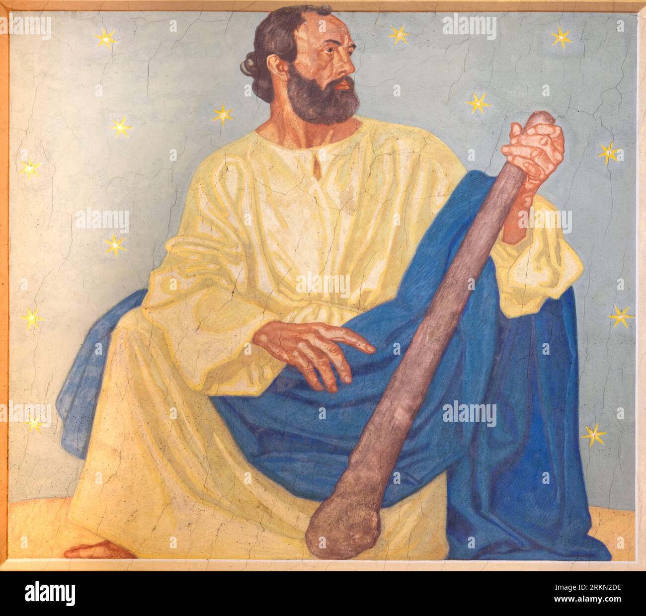 VIENNE, AUSTIRA - 5 JUILLET 2021 : la fresque de Saint Jude Thaddeus l'apôtre dans l'église Neuottakringer Pfarrkirche de Felix Jenewien (1857 - 1905) Banque D'Images