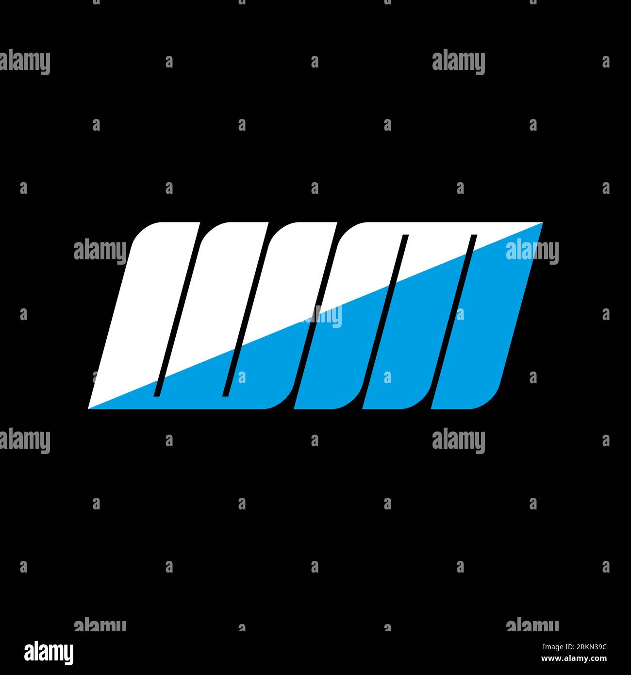 Conception de logo de lettre WM sur fond noir. WM Creative initiales concept de logo de lettre. WM Icon design. WM design d'icône de lettre blanche et bleue sur bac noir Illustration de Vecteur