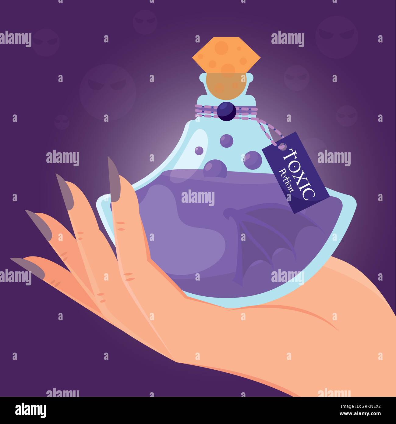 Main tenant une potion toxique magique élixir Vector illustration Illustration de Vecteur