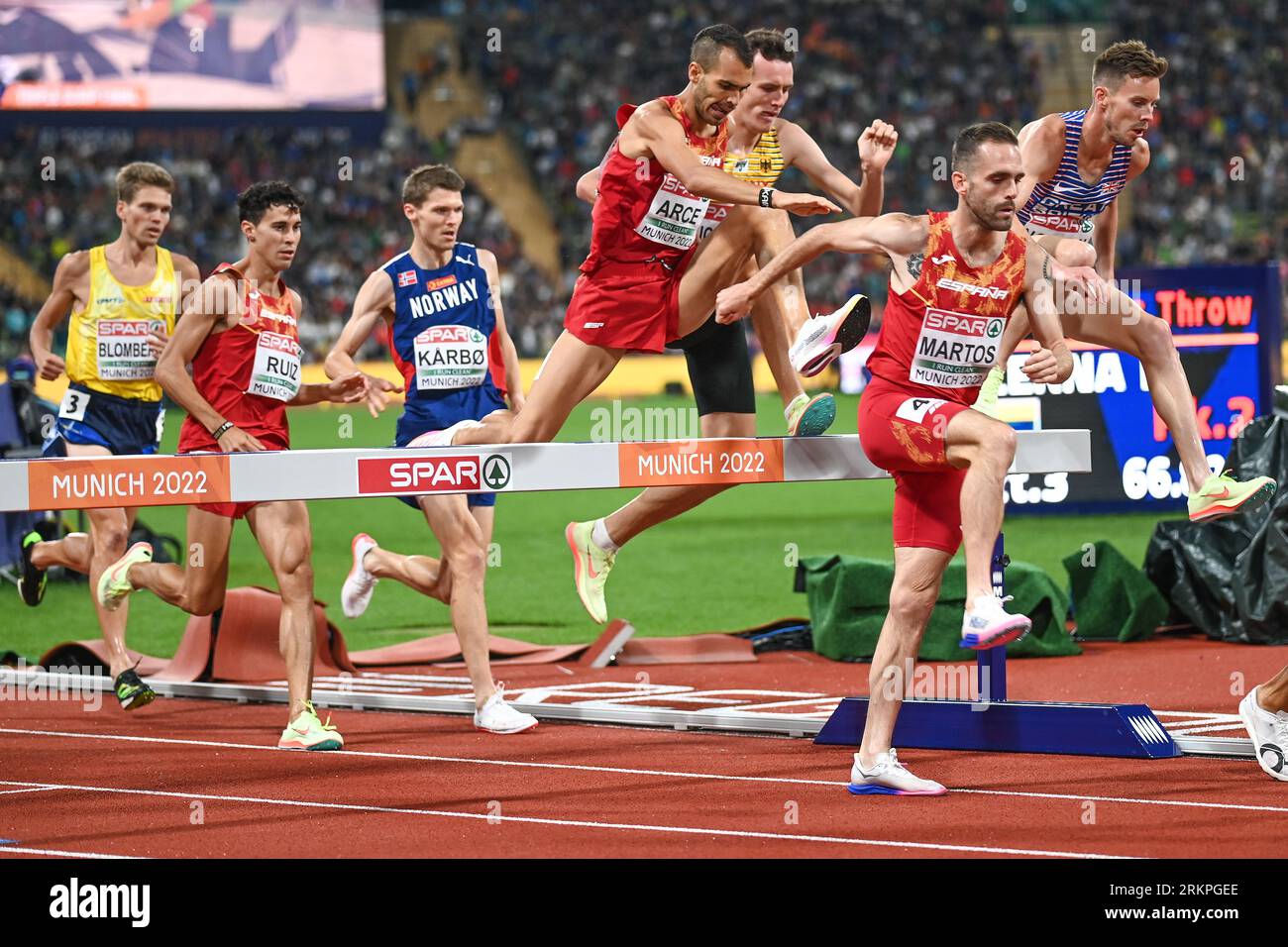 Daniel Arce, Sebastian Martos (Espagne). 3000m. Steeplechase final. Championnats d'Europe Munich 2022 Banque D'Images