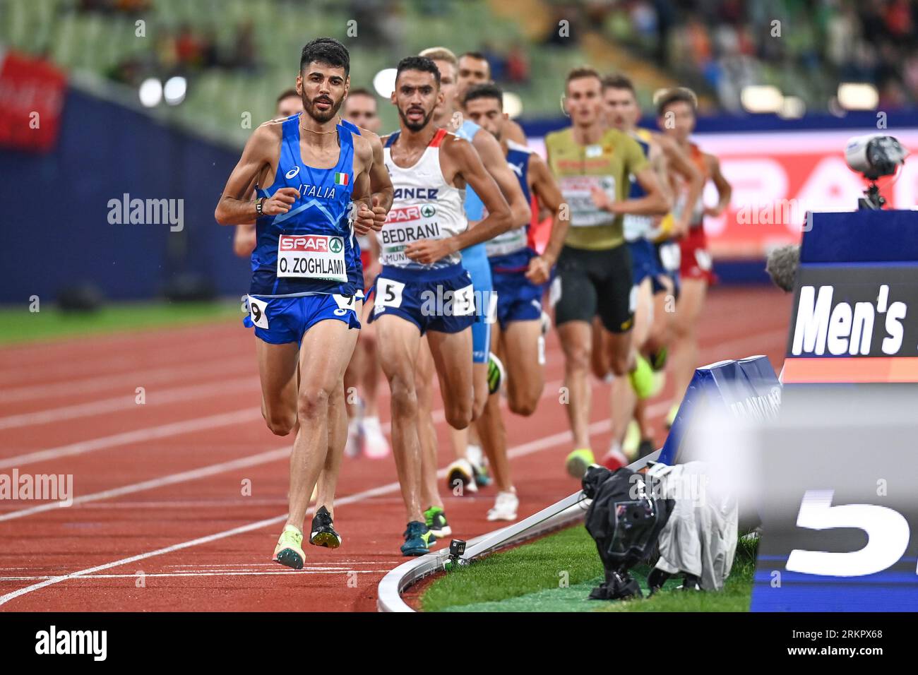 Osama Zoghlami (Médaille de bronze, Italie). 3000m. Steeplechase final. Championnats d'Europe Munich 2022 Banque D'Images