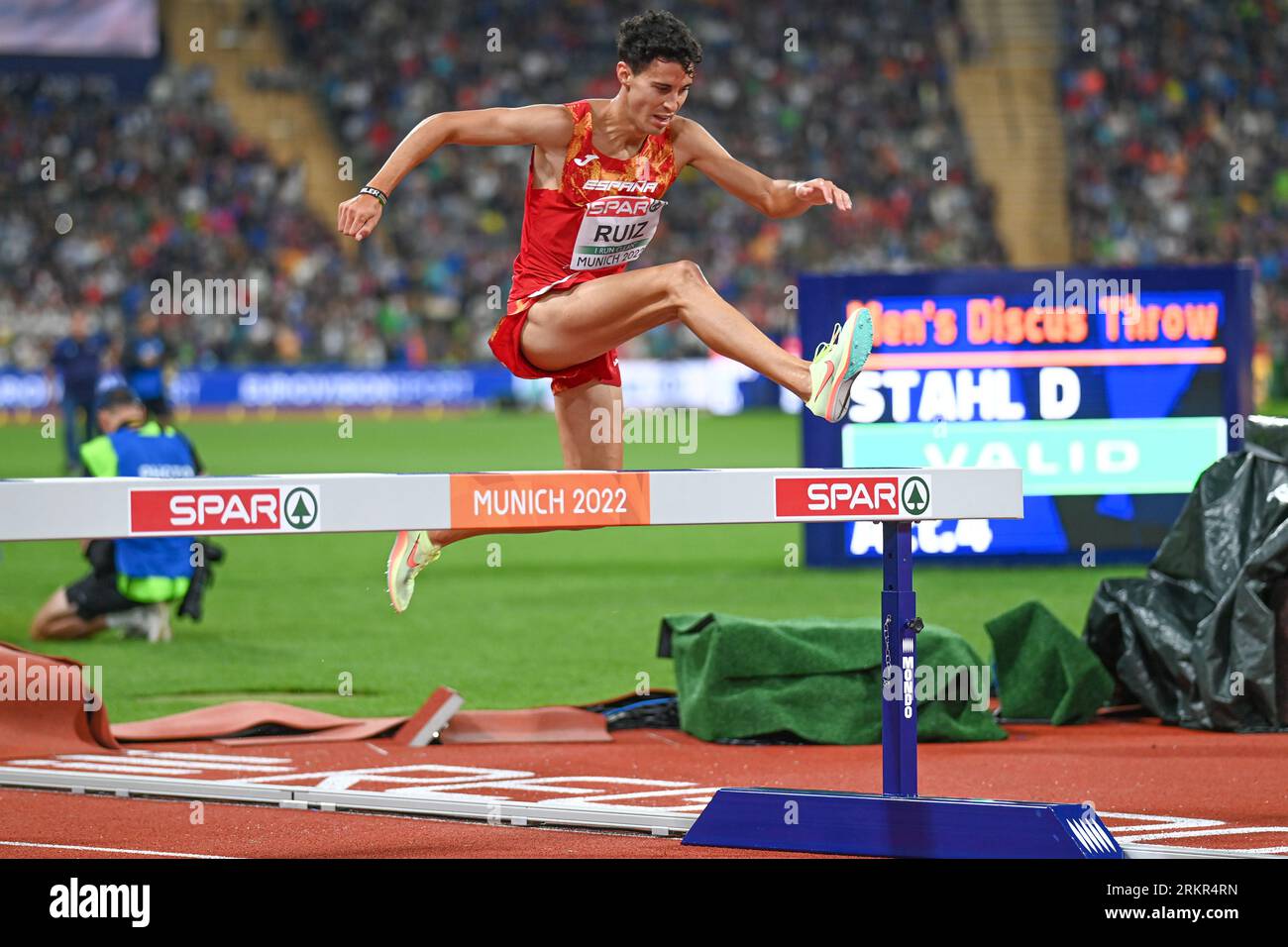 Victor Ruiz (Espagne). 3000m. Steeplechase final. Championnats d'Europe Munich 2022 Banque D'Images