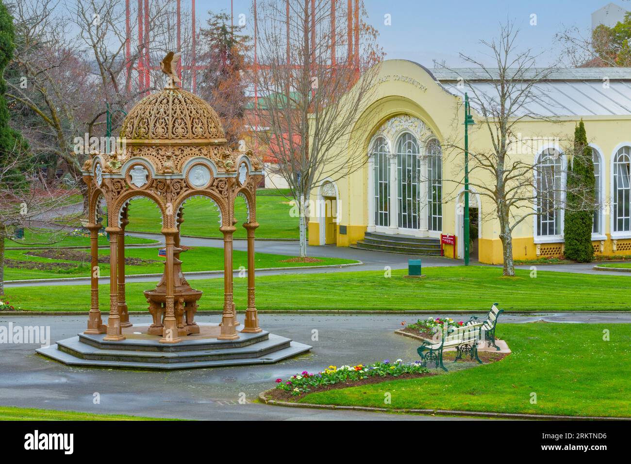 City Park à Launceston, Tasmanie, Australie, y compris l'historique City Park Water Fountain. Banque D'Images