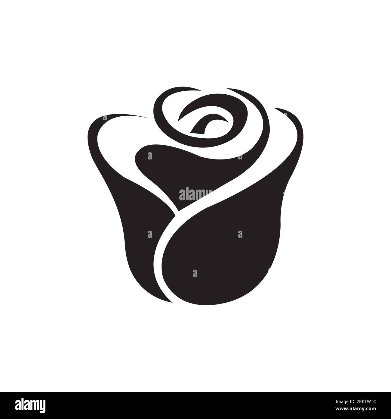 Icône de fleur de rose graphique vectoriel noir et blanc Illustration de Vecteur