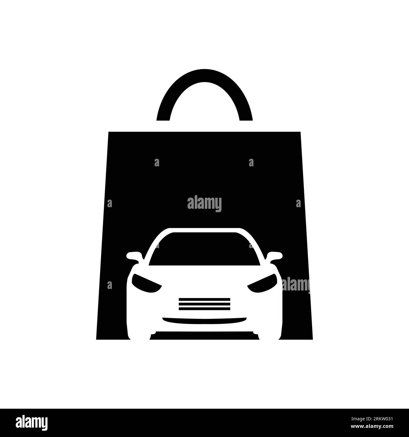 Icône d'achat de voiture. Acheter une nouvelle voiture. Sac à provisions. Icône vectorielle isolée sur fond blanc. Illustration de Vecteur