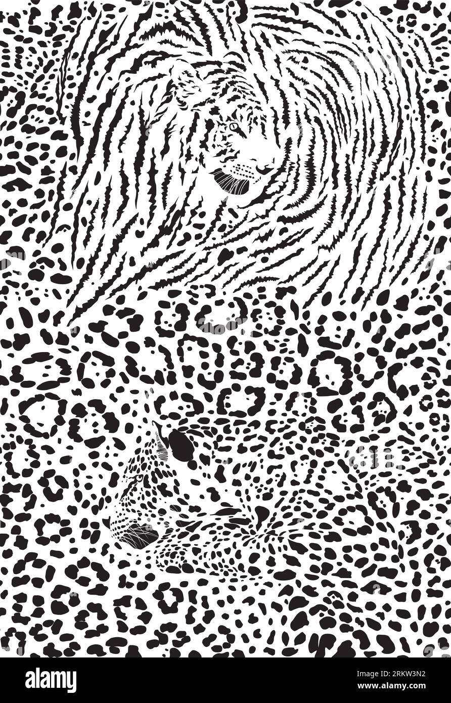 Fond sans couture tigre et léopard Illustration de Vecteur