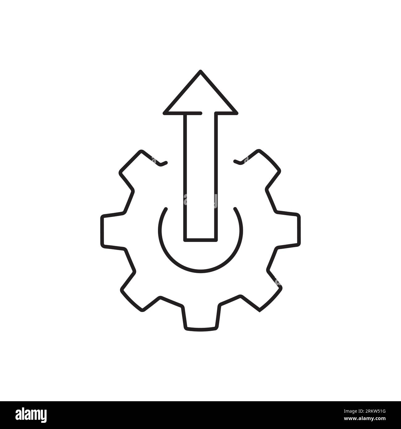 icône de mise à niveau du système, engrenage avec flèche, processus de mise à jour, installation du logiciel, symbole de ligne mince sur fond blanc - illustration vectorielle de trait modifiable eps Illustration de Vecteur
