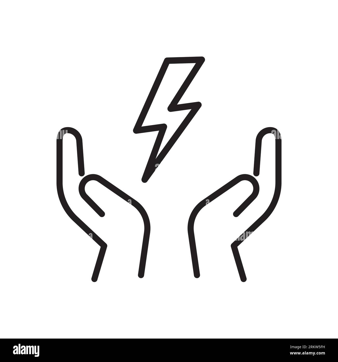 icône d'économie d'énergie, contrôle de la puissance électrique, consommation d'économie de main, symbole de ligne mince sur fond blanc - illustration vectorielle de trait modifiable Illustration de Vecteur