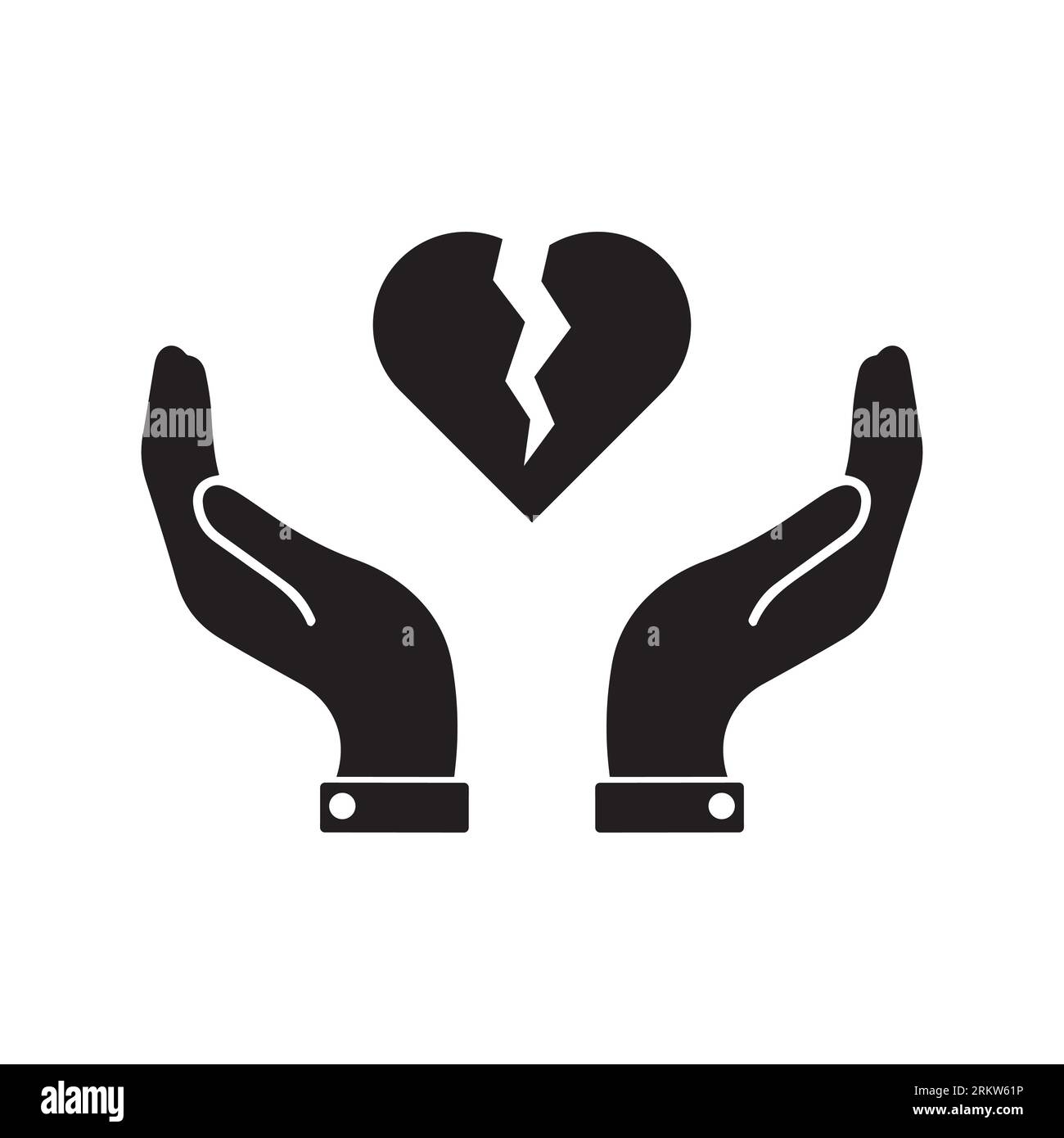 Icône cœur brisé. Icône vectorielle isolée sur fond blanc. Illustration de Vecteur