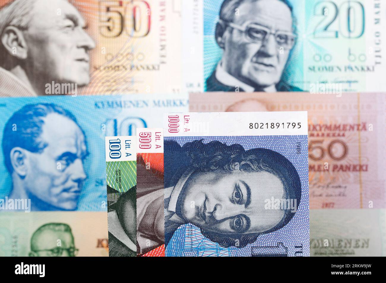L'argent finlandais - markka une expérience d'affaires Banque D'Images