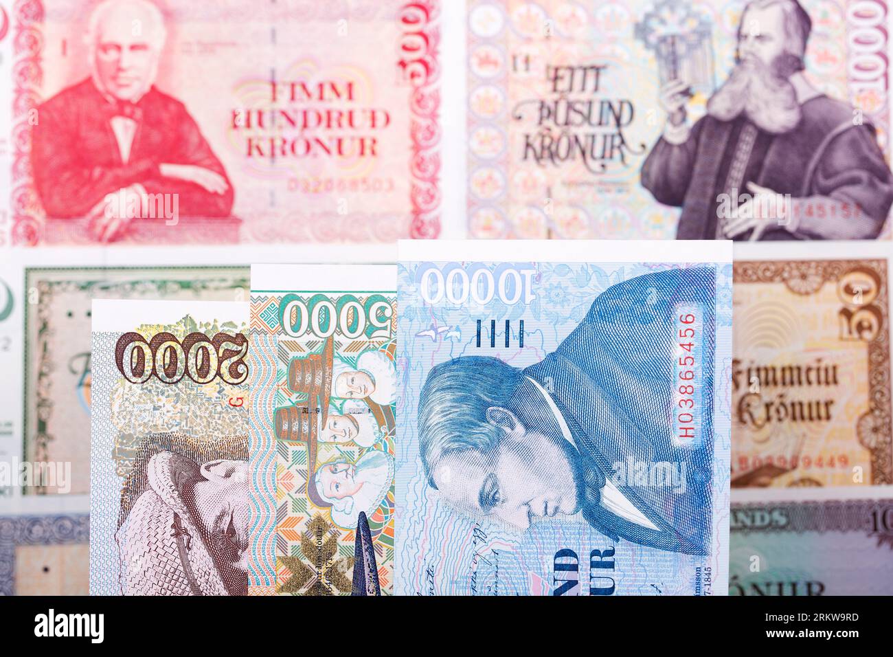 Icelandic Money - krona un contexte d'affaires Banque D'Images