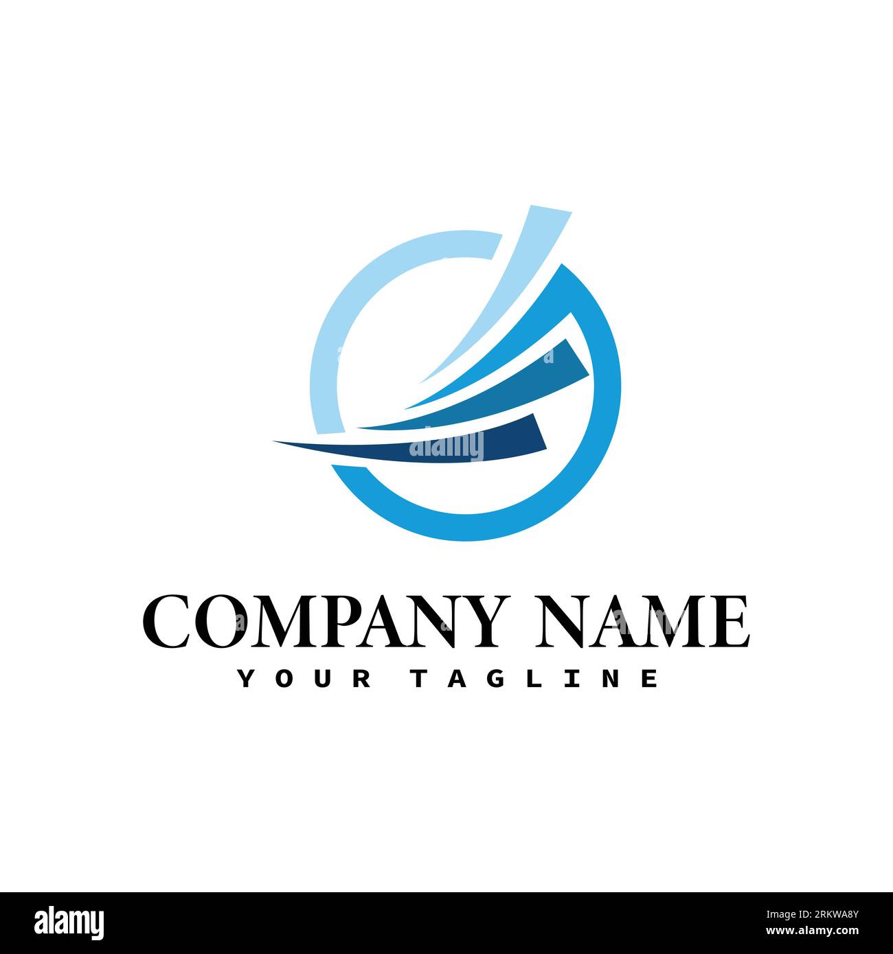 Modèle de logo vectoriel d'icône Swoosh bleu de cercle abstrait Illustration de Vecteur