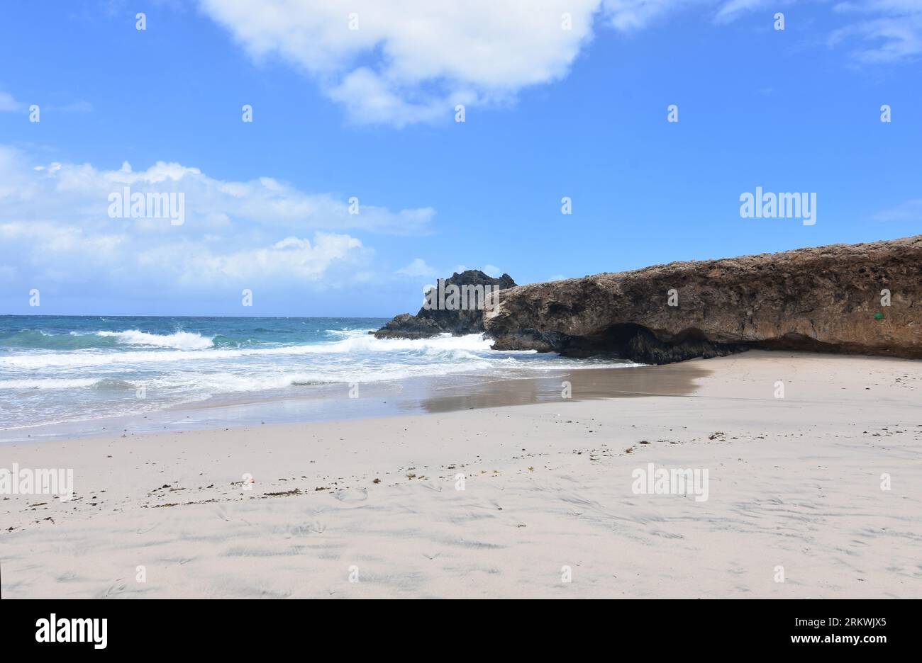 Destered Whtie plages de sable d'Andicuri à Aruba. Banque D'Images