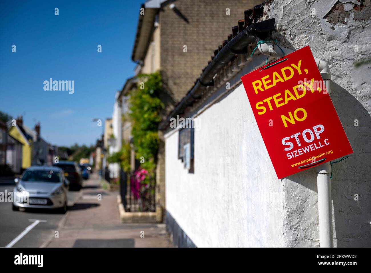 Arrêt Sizewell C signe Yoxford Suffolk Angleterre Banque D'Images