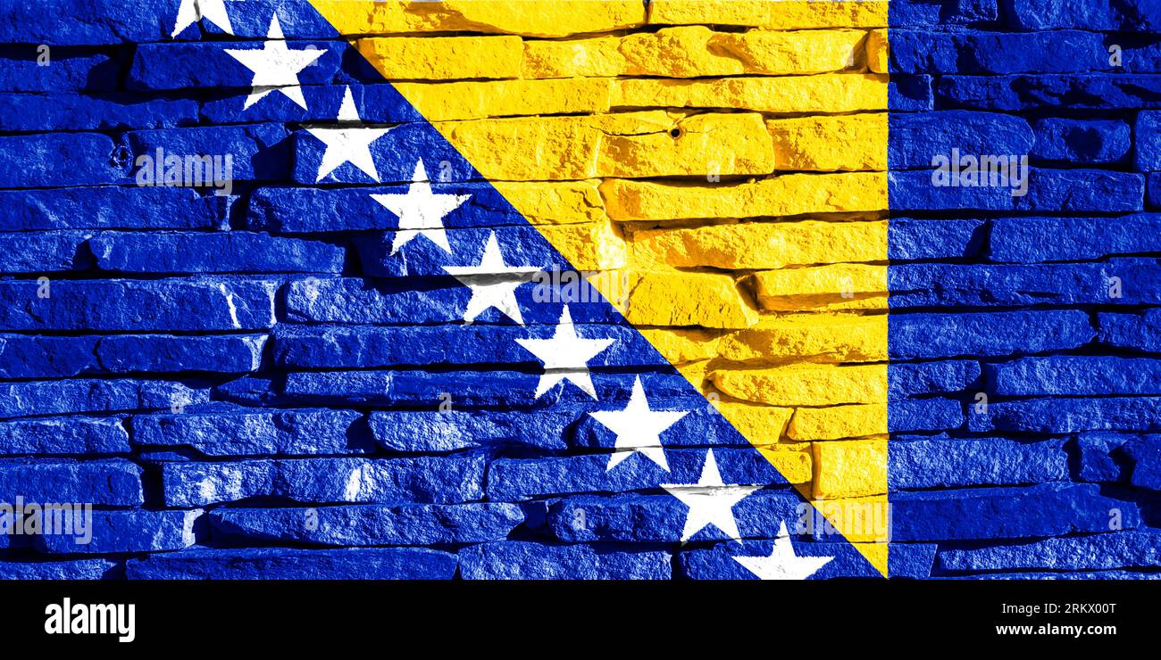 Drapeau de Bosna i Hercegovina sur un fond texturé. Collage de concept. Banque D'Images