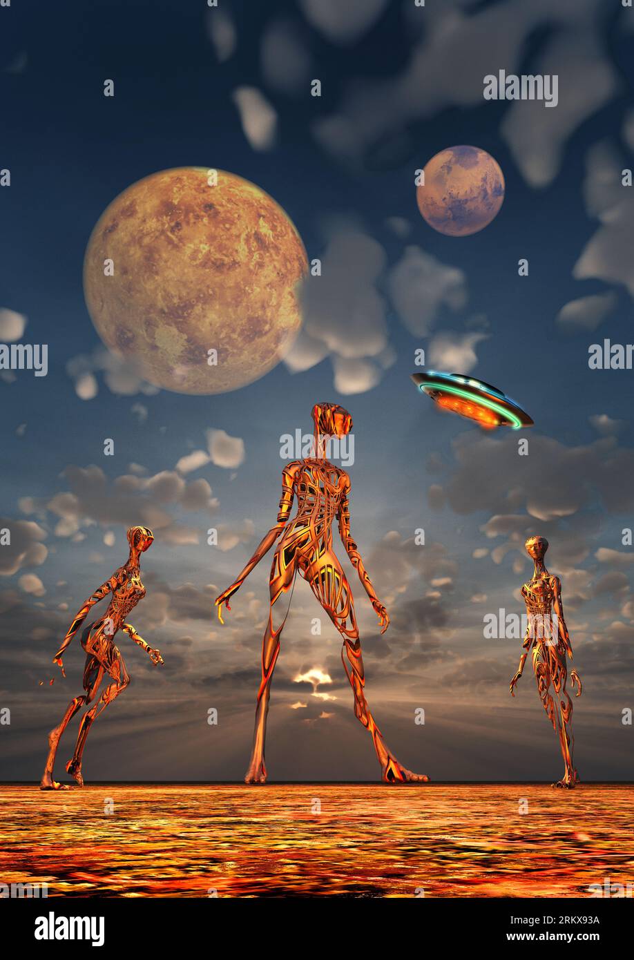 Androïdes extraterrestres féminins Banque D'Images