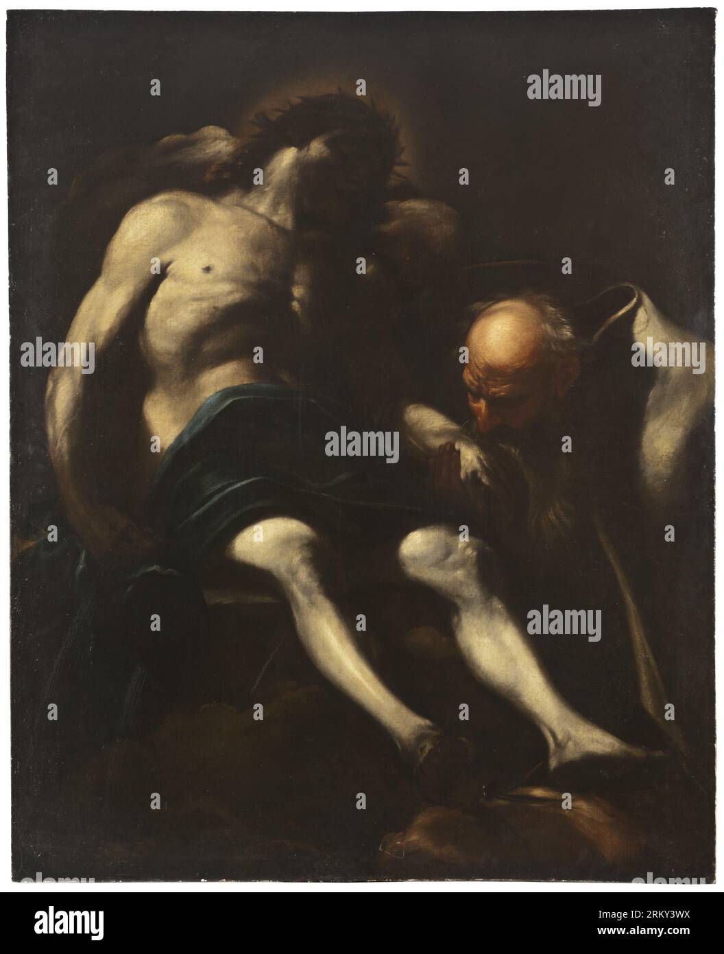 Christ enterré par Joseph d'Arimathie 17e siècle par Giacinto Brandi Banque D'Images