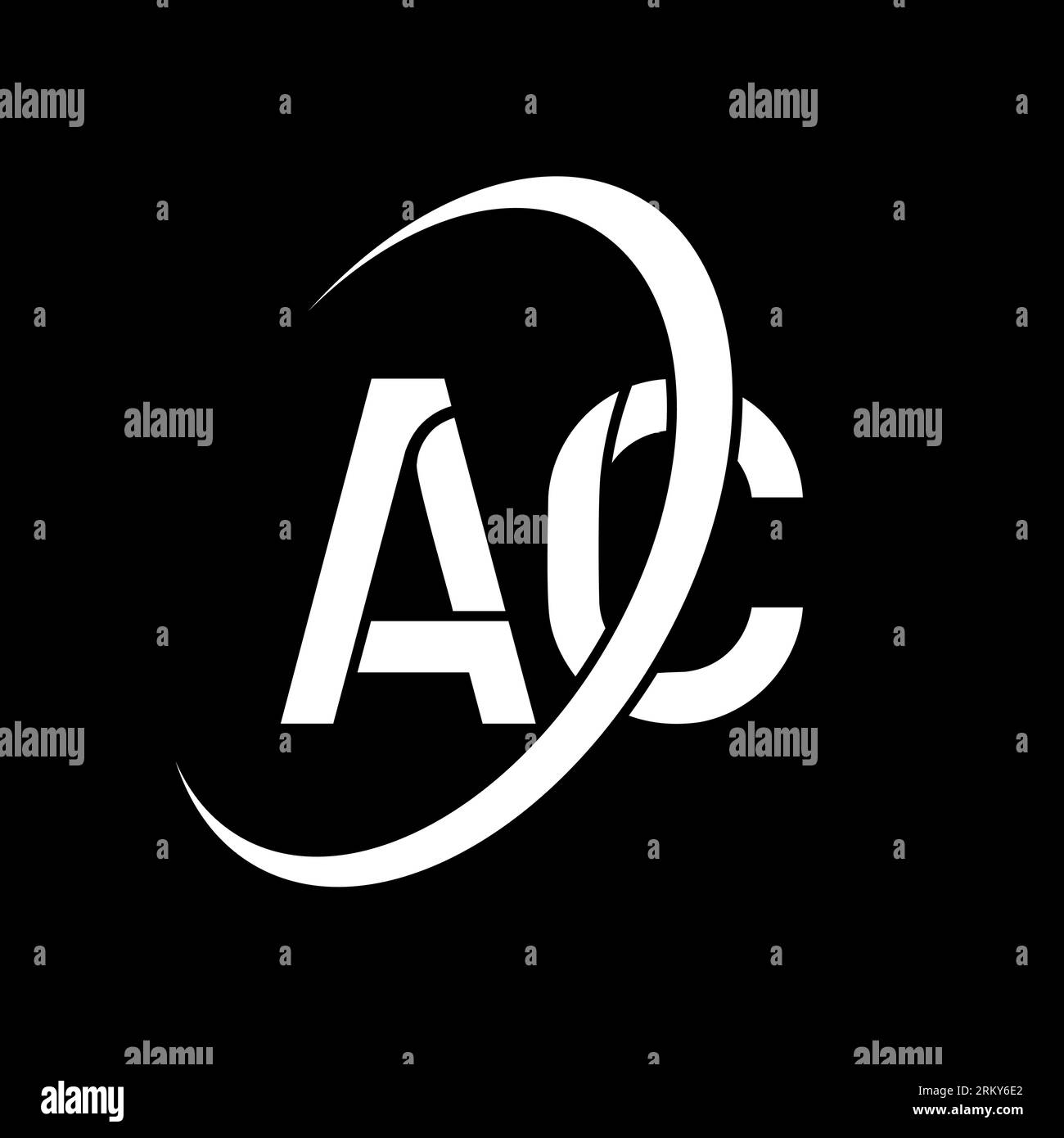 Logo AC. Conception en C. Lettre AC blanche. Conception de logo de lettre AC / A C. Lettre initiale du logo du monogramme majuscule avec cercle lié AC. Illustration de Vecteur