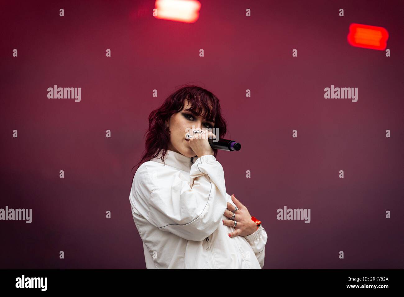 Paris, France. 25 août 2023. Taylor Cameron Upsahl se produit sur scène pendant le concert. Le deuxième jour de la 20e édition du festival de musique français Rock en Seine a été présenté par le placebo britannique, au domaine National de Saint-Cloud. Crédit : SOPA Images Limited/Alamy Live News Banque D'Images