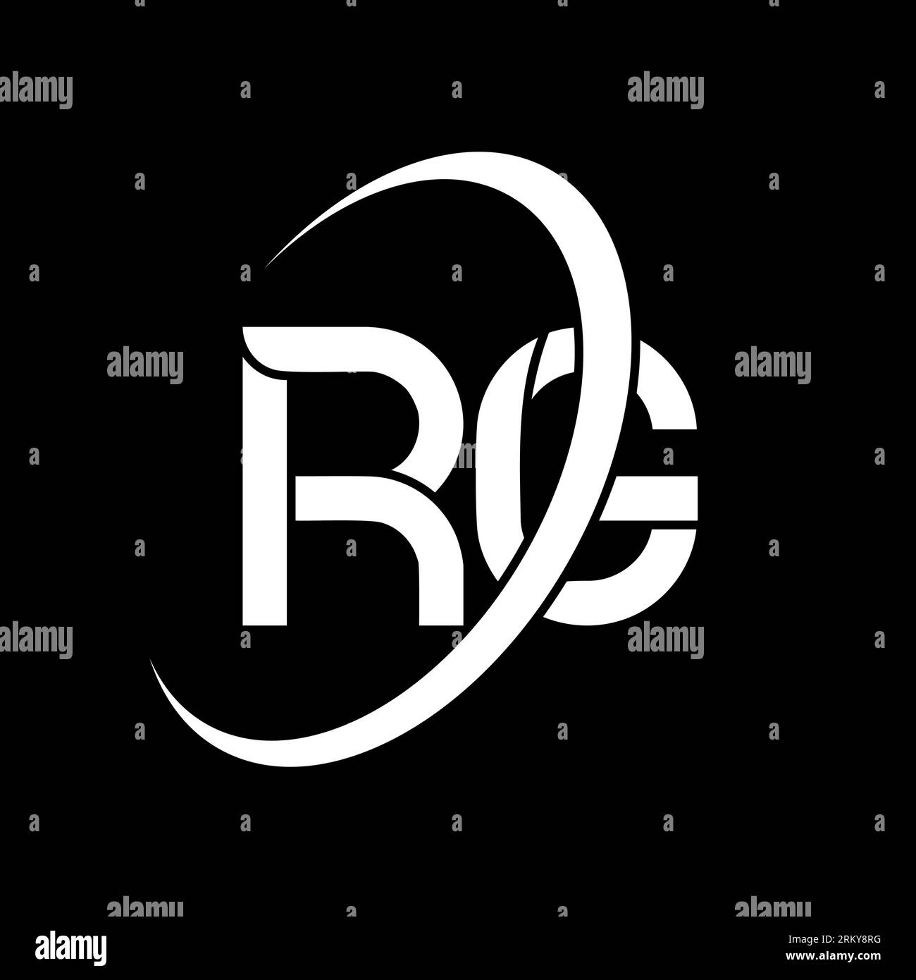 Logo RG. Conception R G Lettre RG blanche. Logo RG/R G lettre. Lettre initiale RG cercle lié logo monogramme majuscule. Illustration de Vecteur