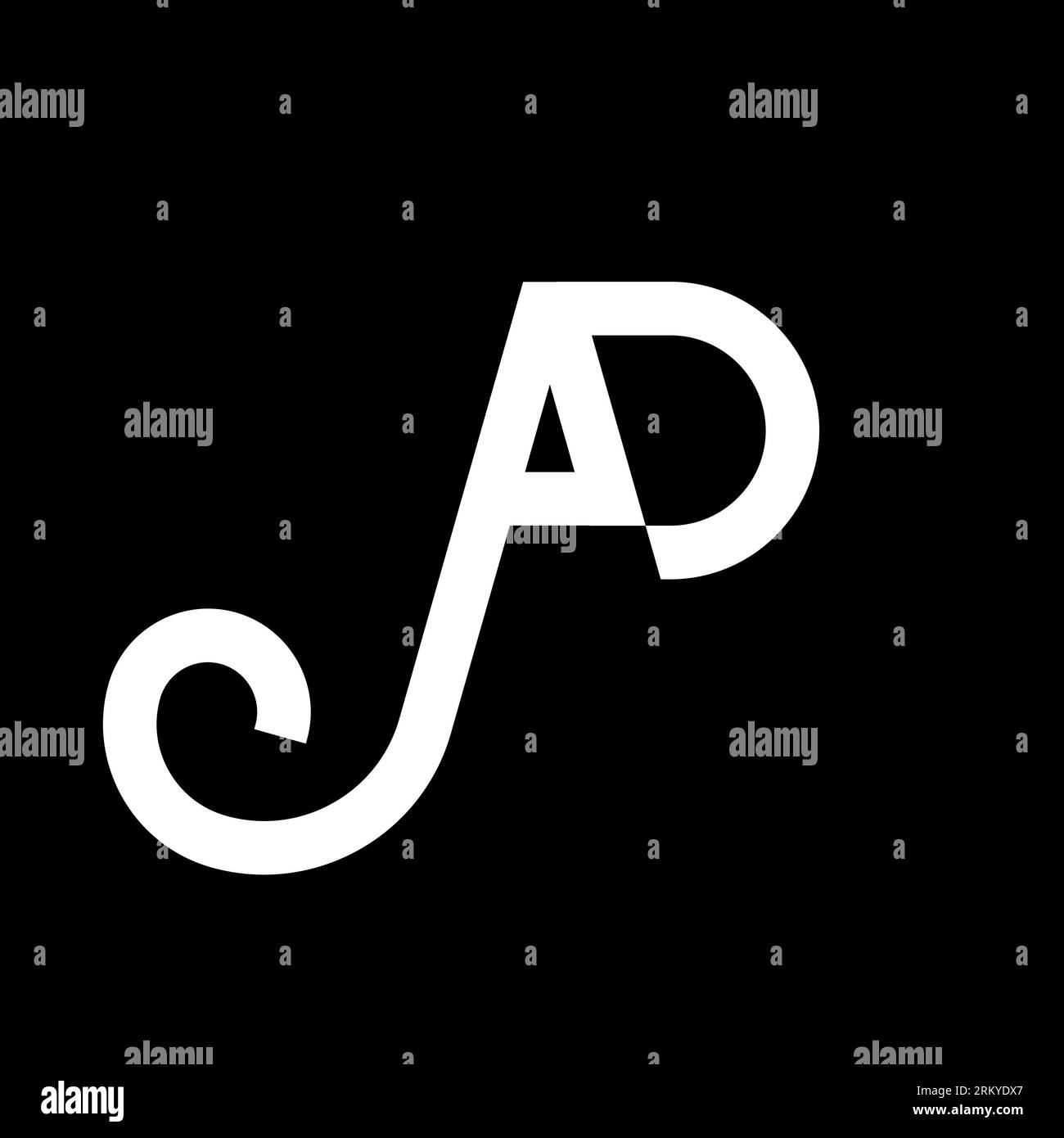 Conception de logo de lettre D'ANNONCE sur fond noir. Concept de logo de lettre d'initiales créatives d'ANNONCE. design d'icône publicitaire. AD design d'icône de lettre blanche sur fond noir. Illustration de Vecteur